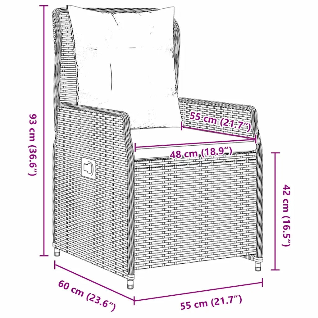 Set da Pranzo per Giardino 7 pcs Grigio polyrattan 3380958