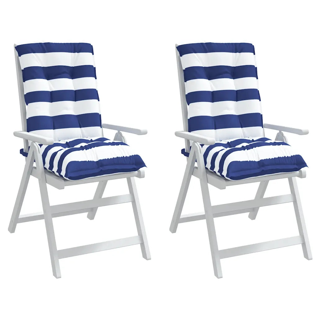 Cuscini Sedia Schienale Basso 2 pz a Righe Blu e Bianche Oxford 377716