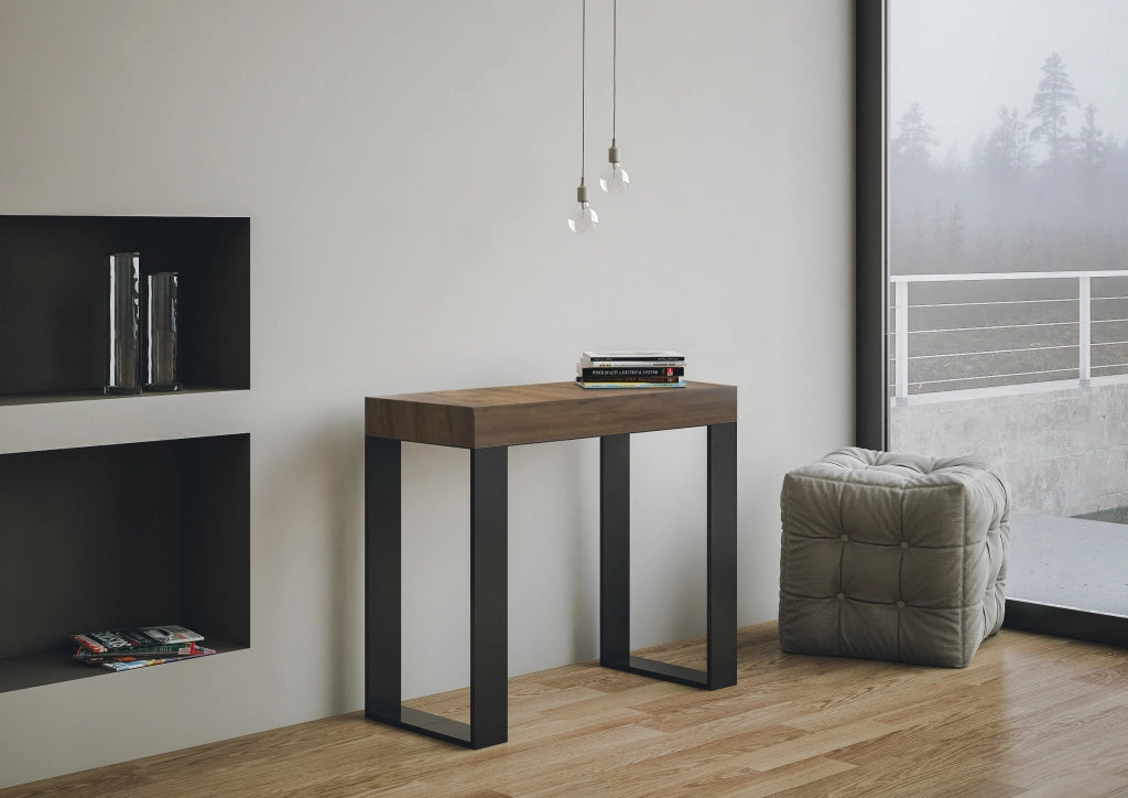 Consolle allungabile 90x40/300 cm Tekno Noce telaio Antracite