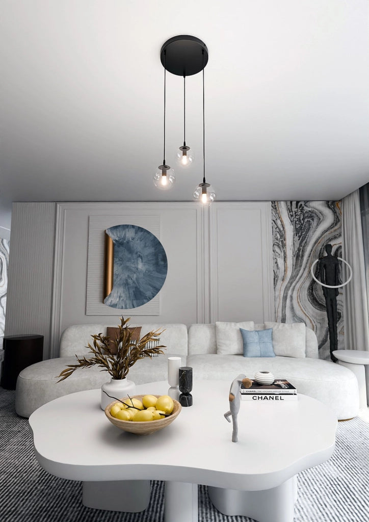 Lampadario Emibig Cosmo 3, 3xE14, nero trasparente Premium
