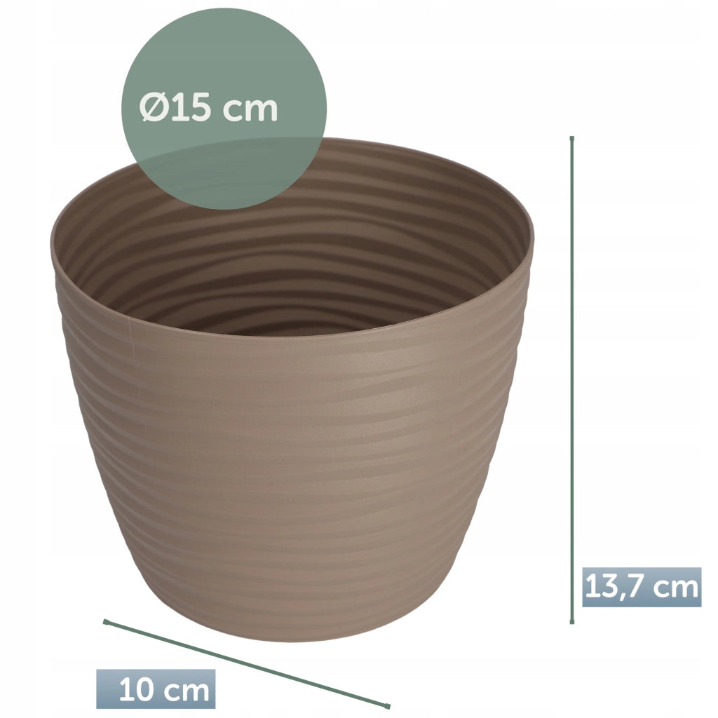 Vaso da fiori KADAX rotondo da 15 cm in plastica beige