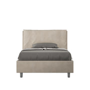 BS COM Letto una piazza e mezza contenitore imbottito 130x190 microfibra sabbia Large