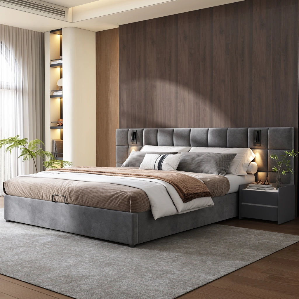 letto imbottito acciaio grigio 160 x 200 cm