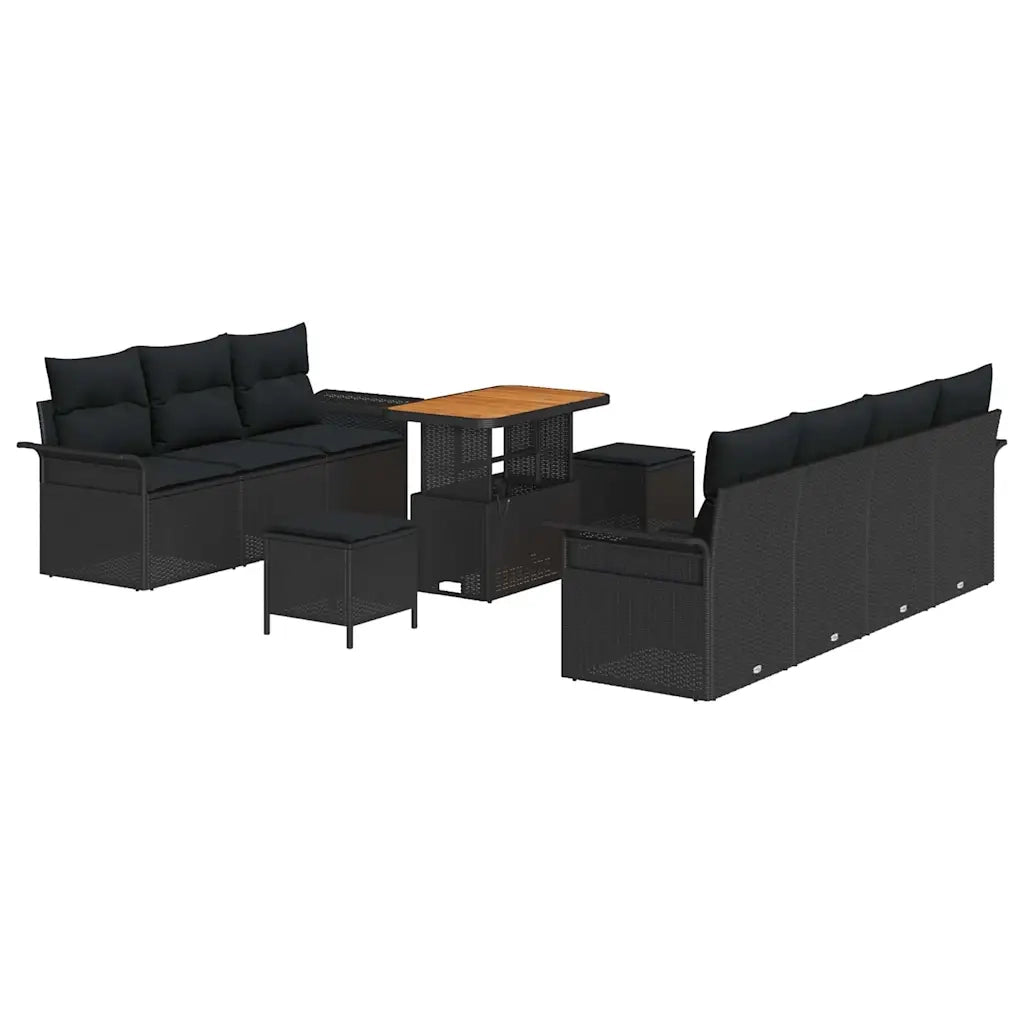 Set Divano da Giardino con cuscino 10 pcs Nero polyrattan 3362099