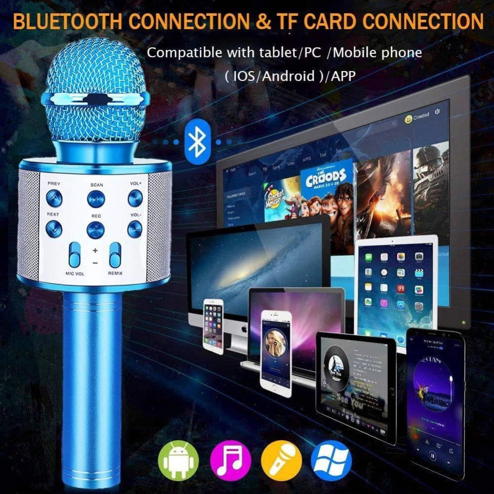 Trade Shop - Microfono Speaker Portatile Wireless Bluetooth Karaoke Con Cassa Integrata Gioco -