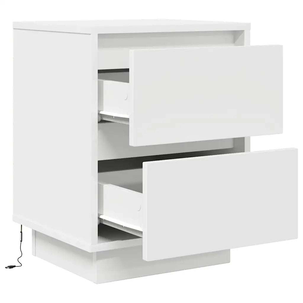 Comodini con Luci a LED 2 pz Bianco 38x34x50 cm 861284