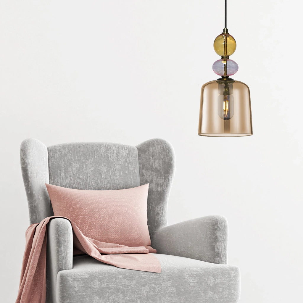 Sospensione Tropea vetro ambra E27 15W Light Prestige