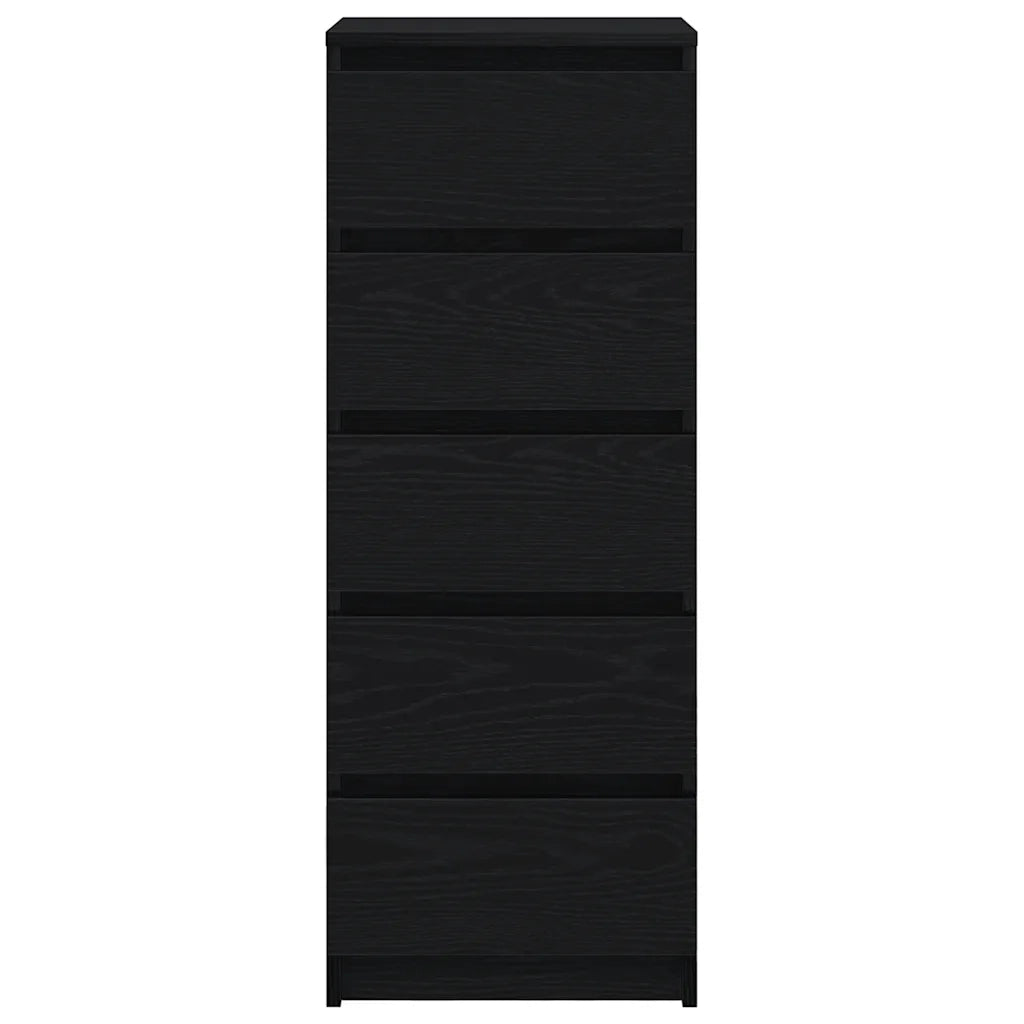 Credenza | Madia | Buffet da pranzo | Armadio da pranzo con Cassetti Rovere Nero 37,5x35x99 cm Truciolato