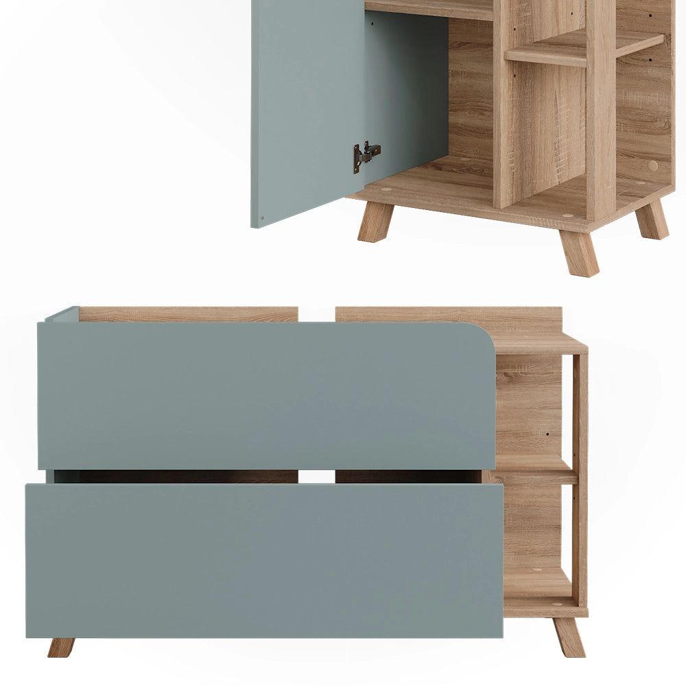 Vicco Set di mobili da bagno Sonoma/blu 4 parti