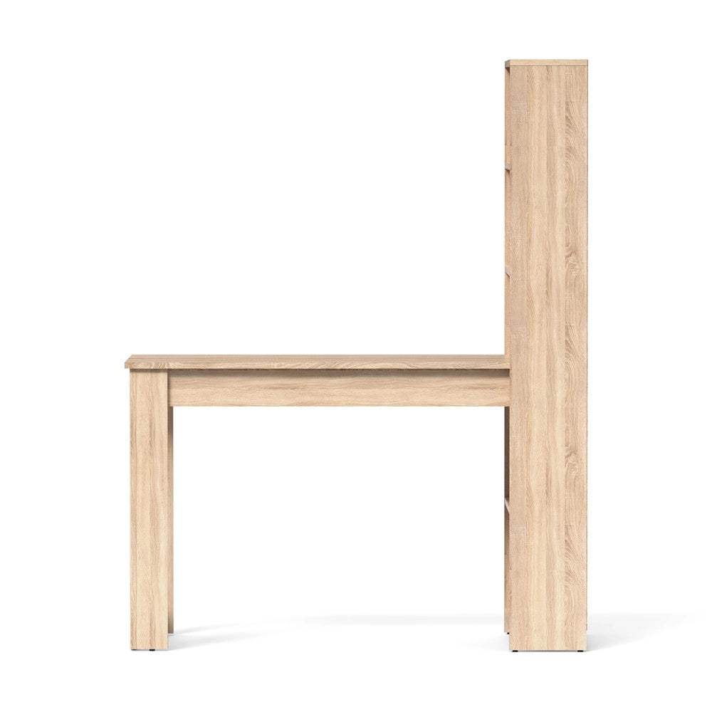 Tavolo Penisola Mojo02 con Libreria Integrata Colore Rovere