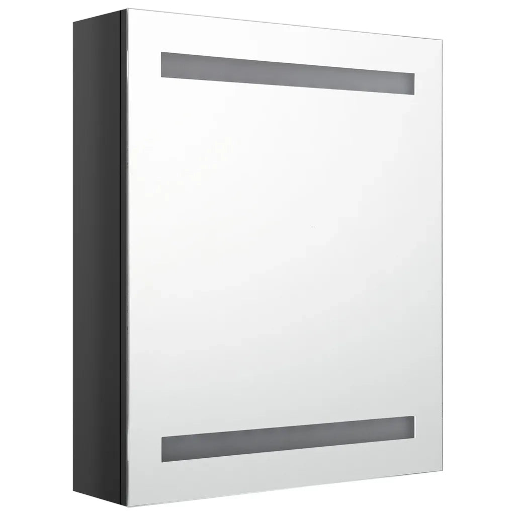 Armadietto Bagno con Specchio e LED-Mobile bagno con specchio Nero Lucido 50x14x60 cm