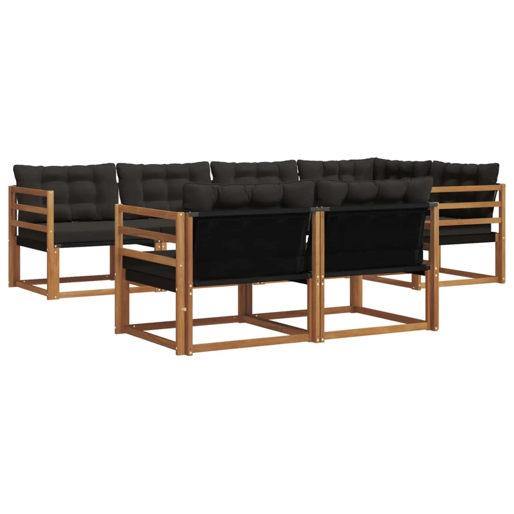 Set di divani da esterno con cuscino 7 pcs Naturale e Nero 3369543