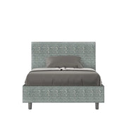 Letto una piazza e mezza con rete imbottito 120x200 tessuto Aragona 7 azzurro Adele