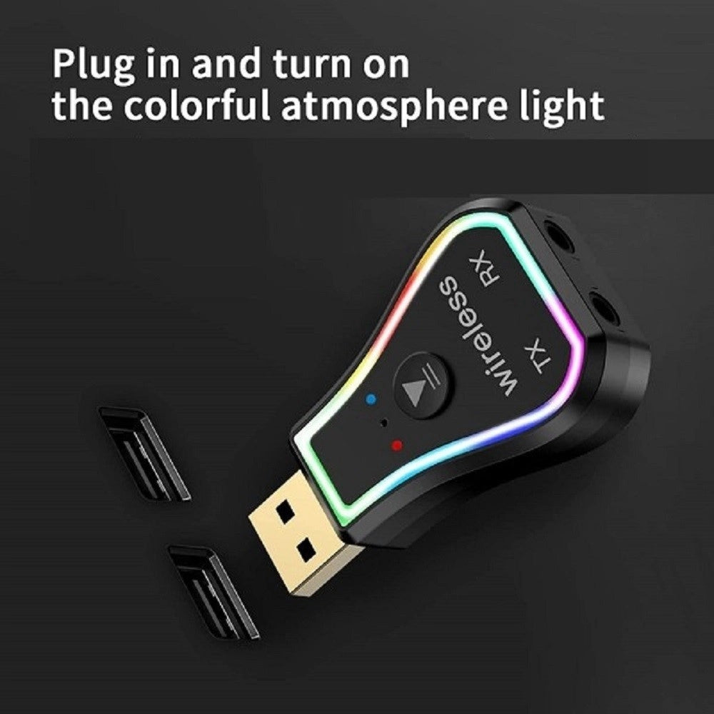 Trade Shop - Mini Ricevitore Audio Usb Wireless Bluetooth 5.0 Aux Stereo Rgb Led Light Q-tr31 -