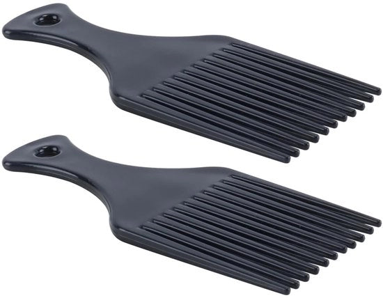 Due pezzi di Afro-haarkam resistenti al calore con denti larghi per sciogliere e leggeri per capelli ricci e arruffati