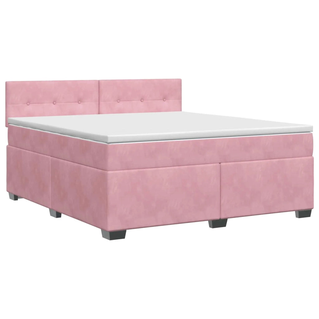 Letto box spring con materasso Rosa 140 x 190 cm Velluto 3450715