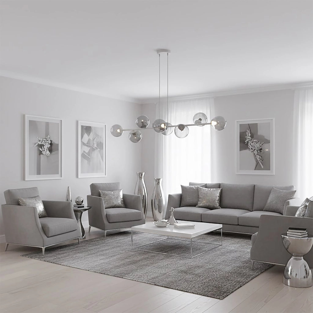 Lampada a sospensione MAGNUS 8xE14 vetro grigio Emibig