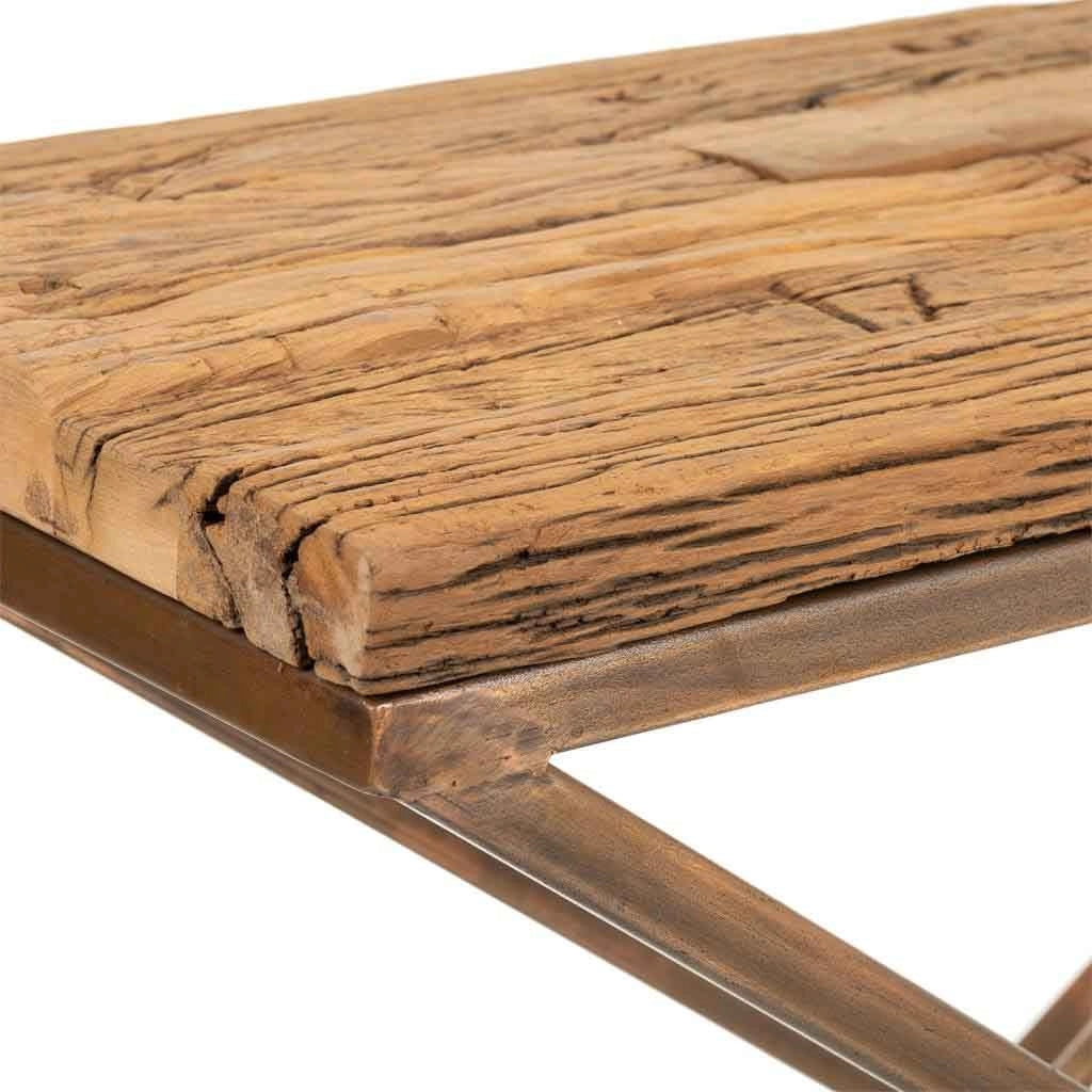 Mobile da ingresso in legno e metallo marrone 112x37x82h