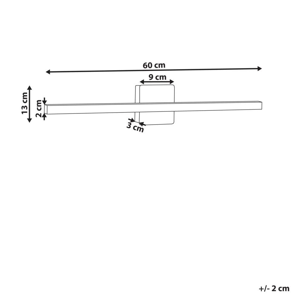 Lampada specchio con luce LED in metallo orizzontale stile moderno argento