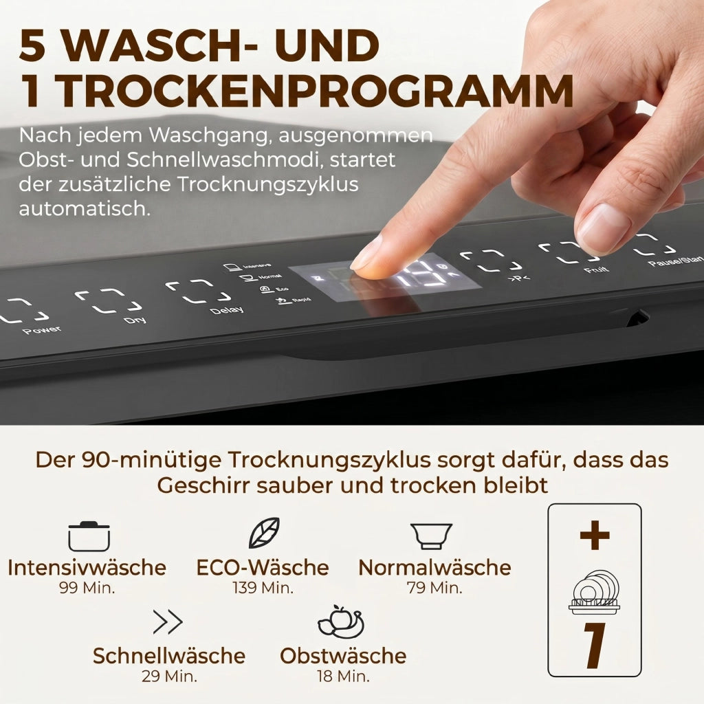 Lavastoviglie da tavolo ¨C Minimal ¨C Nero, 4 coperti, 5 programmi, 6 litri