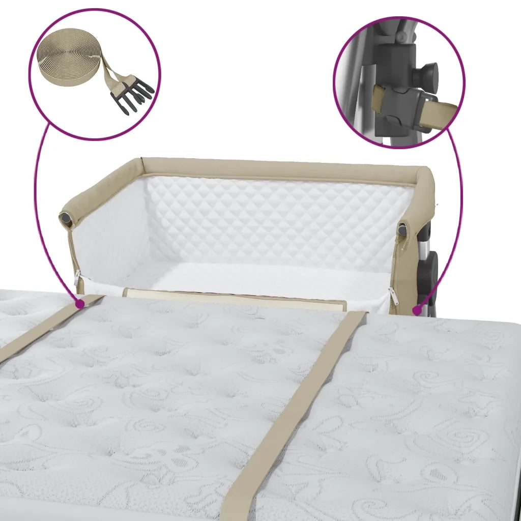 Lettino per Bambini con Materasso-Struttura Letto per Bambini Tortora in Tessuto di Lino