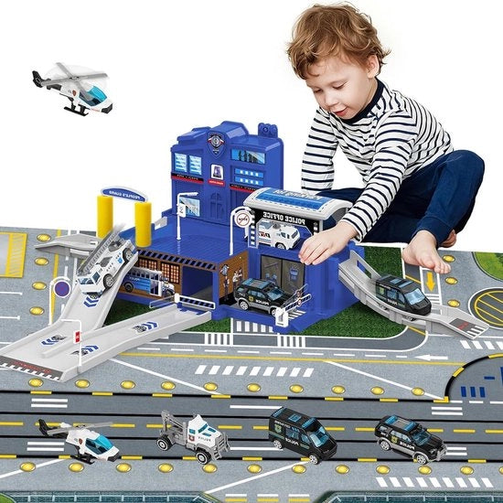 Kit di costruzione di una stazione di polizia - elicottero della polizia - set di giocattoli da assemblare per bambini a partire dai 4 anni