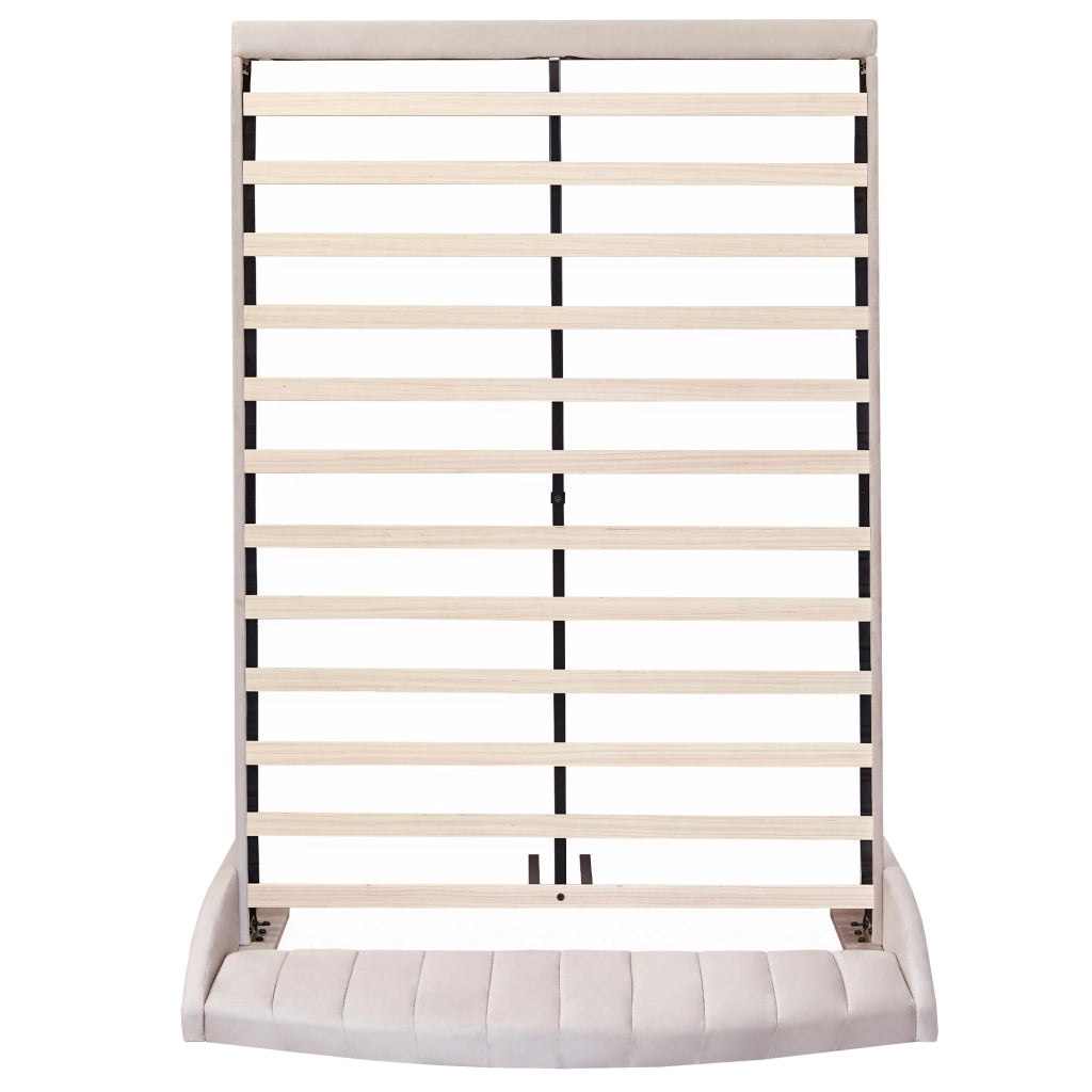 LETTO Imbottito 140x190 cm in Velluto Beige con testiera e rete a doghe