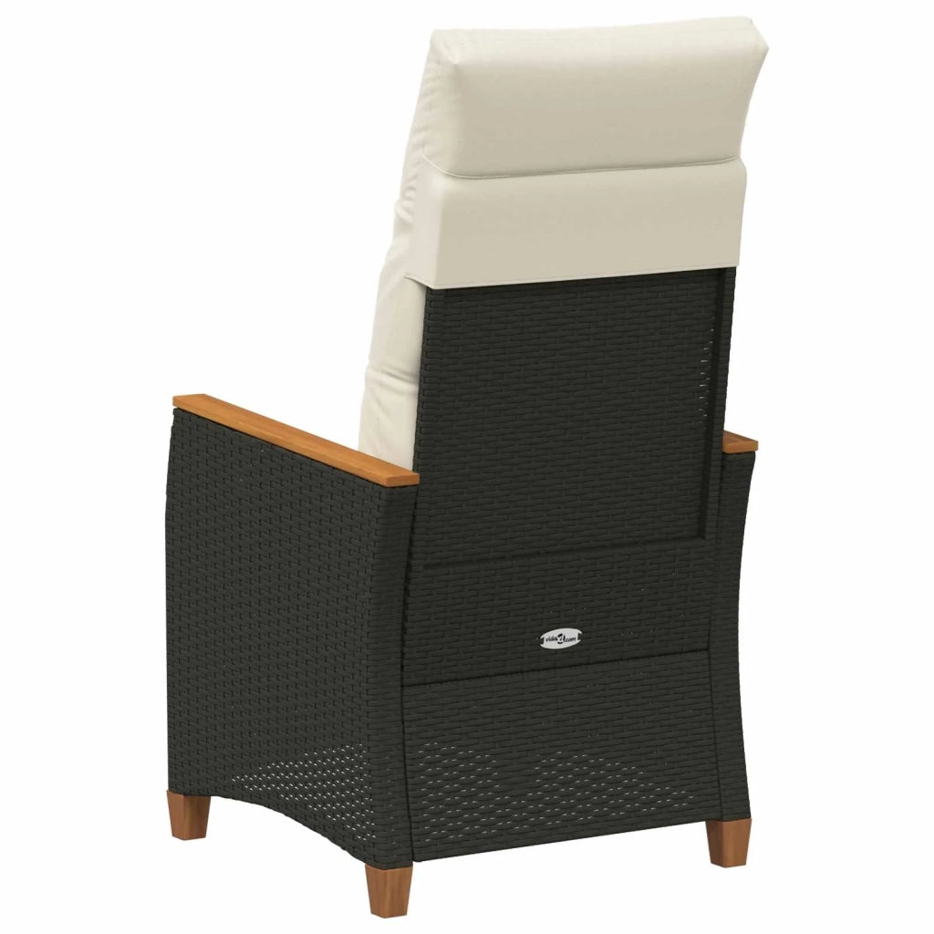 Sedia da giardino reclinabile Nero e Crema 64 x 57,5 x 112 cm 42026864