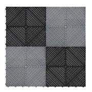 Piastrelle ventilate nere e grigie 3,2m x 6m per garage e officine, antiscivolo.