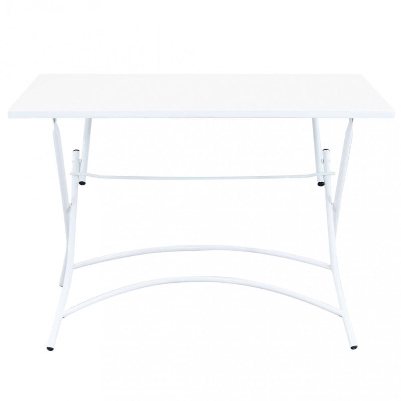 Tavolo da Giardino Bristol 110x70 cm Bianco in Acciaio Pieghevole – Tavolo Quadrato da Esterno