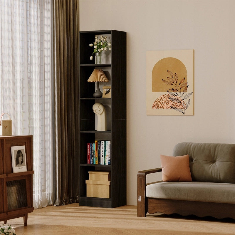 Libreria da terra nera con ripiani alti, moderna, a colonna, 182 cm