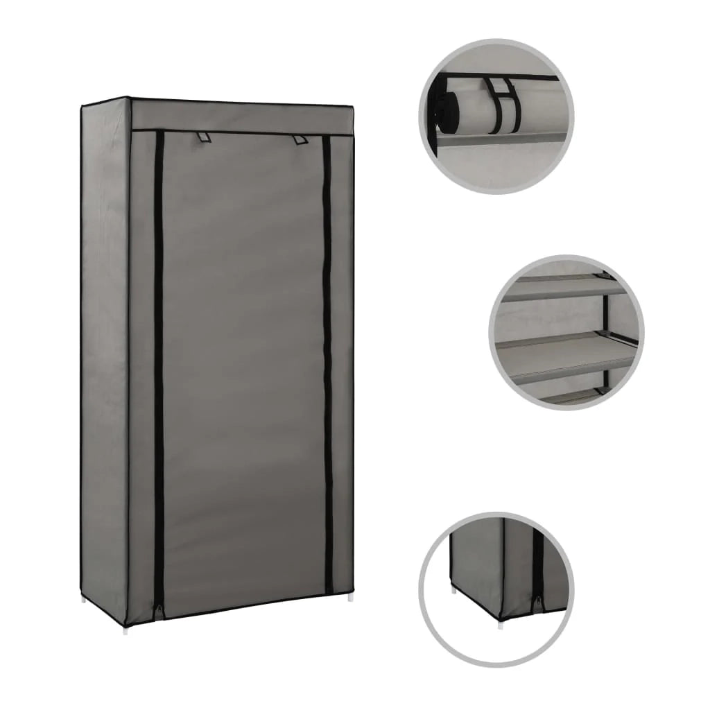 Scarpiera mobile contenitore per scarpe mobile ingresso/corridoio/soggiorno con coperchio 58 x 28 x 106 cm tessuto grigio 02_0021411