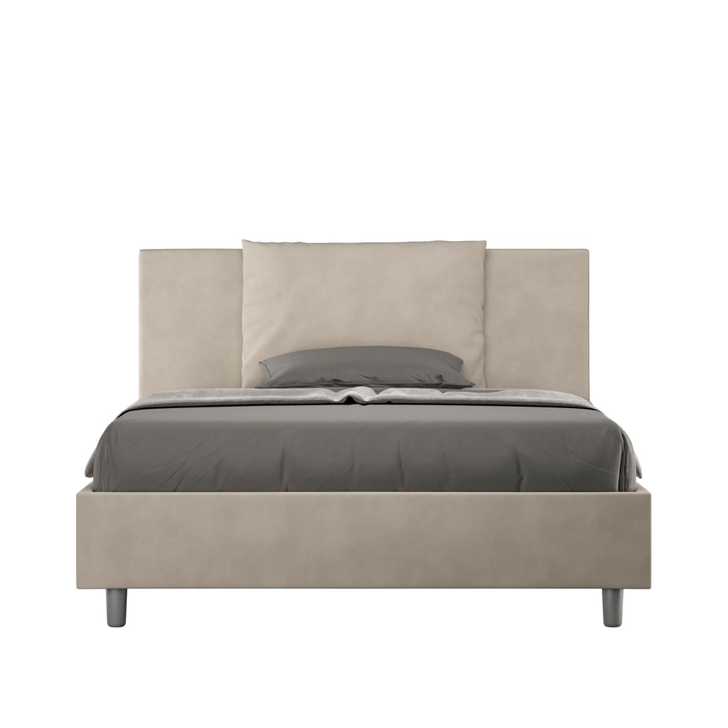 BS COM Letto una piazza e mezza contenitore imbottito 130x210 microfibra sabbia