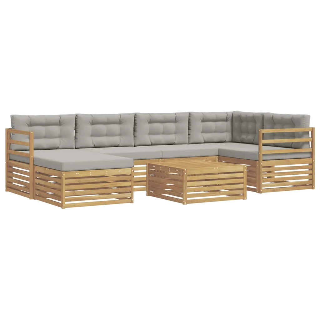 Set di divani da esterno 7 pz Bianco e Grigio Chiaro 3390786