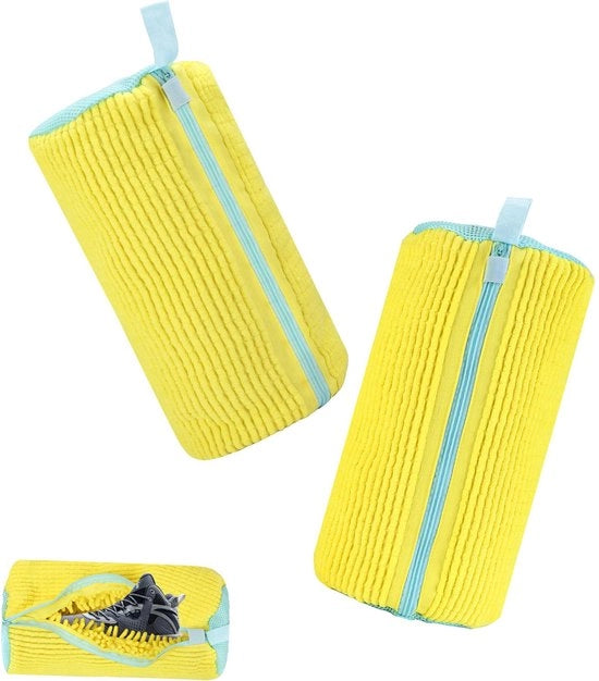 Sacca per lavatrice 2 sacche lavatrice con cerniera riutilizzabile in piuma protegge sia scarpe che lavatrice (giallo)