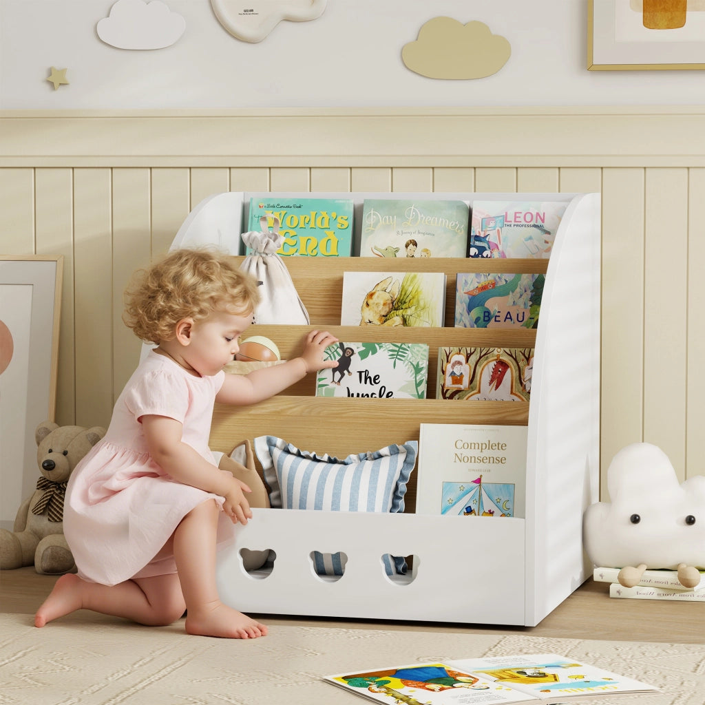 Scaffale per Bambini 4 Ripiani ¨C Minimal ¨C 60x53x60 Bianco e Naturale