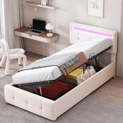 letto imbottito velluto beige 90 x 200 cm