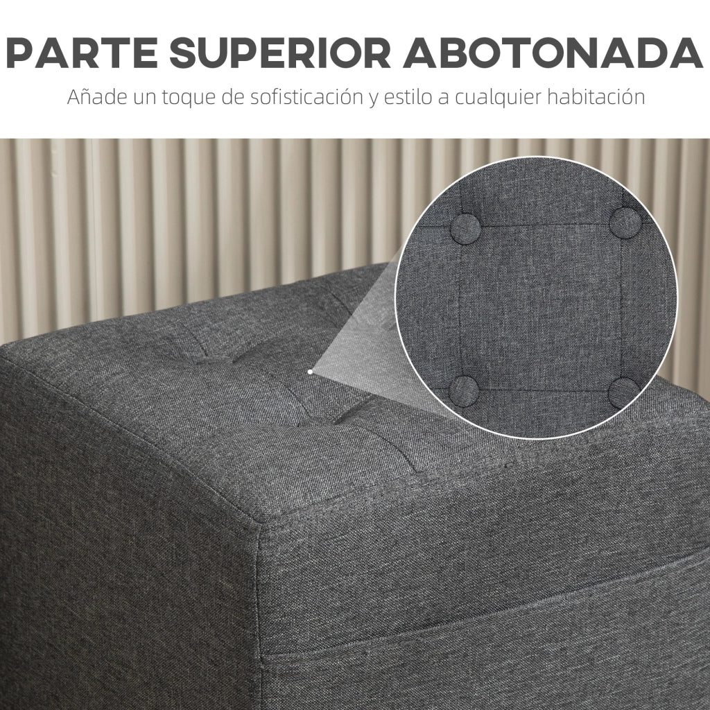 Tavolino Basso Imbottito Grigio con Tasca Laterale ¨C Minimal ¨C Lino