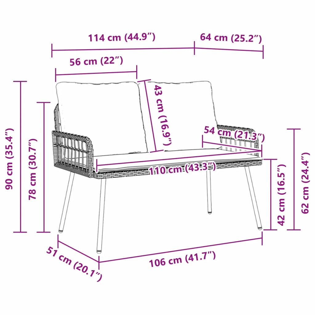 Panchina da giardino Antracite 114 x 64 x 90cm Acciaio 4108261
