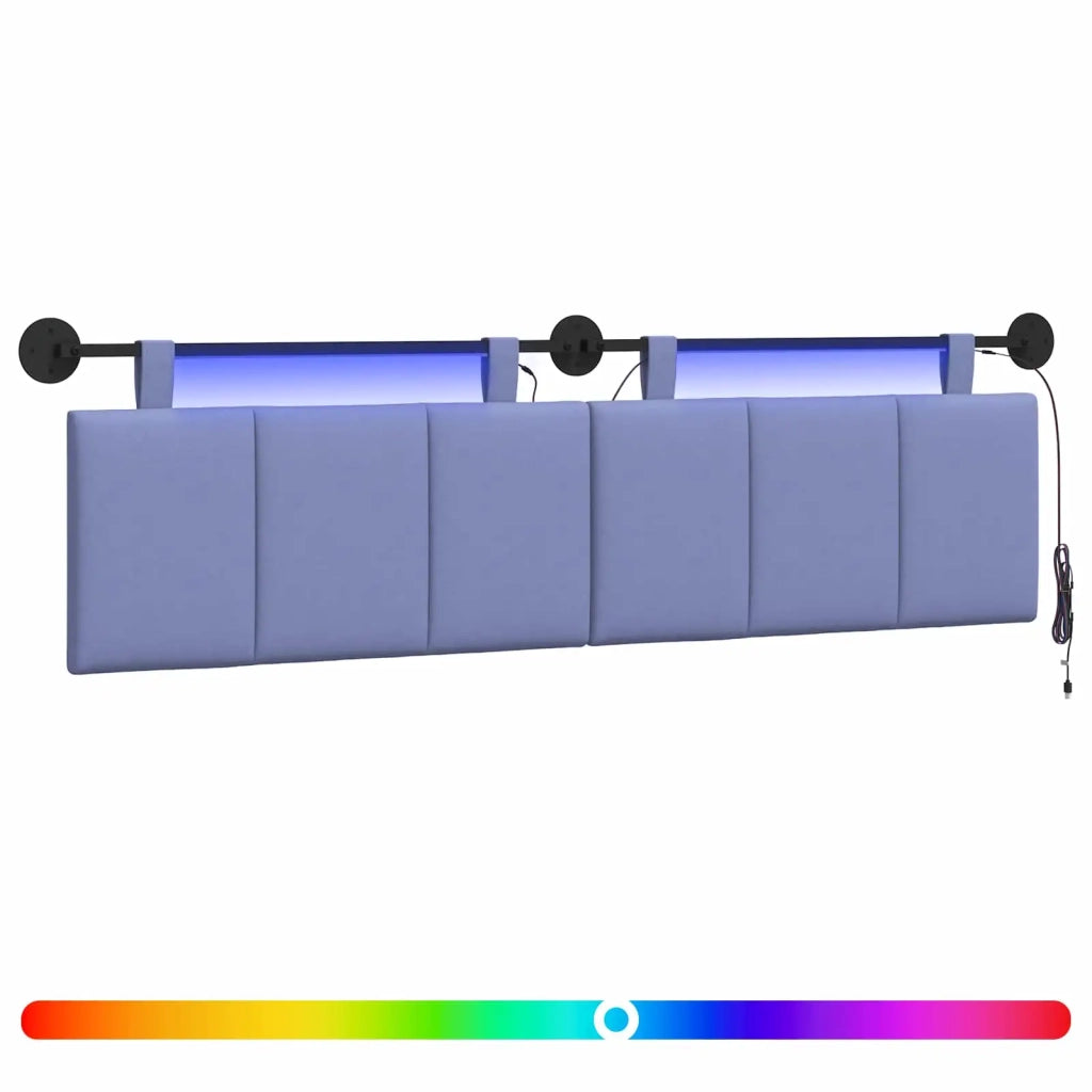 Testiera sospesa Con luce LED Blu jeans Tessuto 3424813