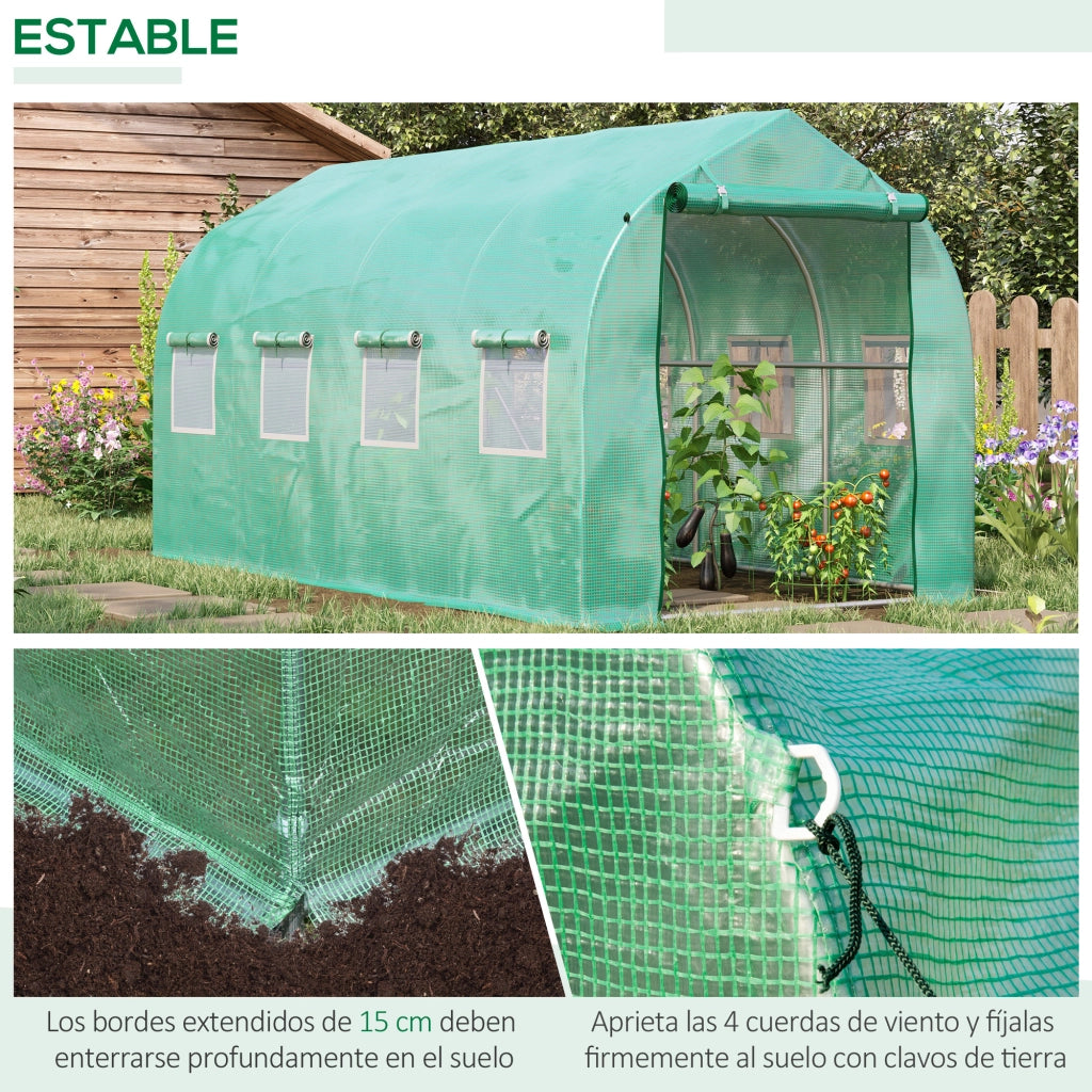 Serra Tunnel 4x2x2 m con 8 Finestre e Porta ¨C Minimal ¨C Verde
