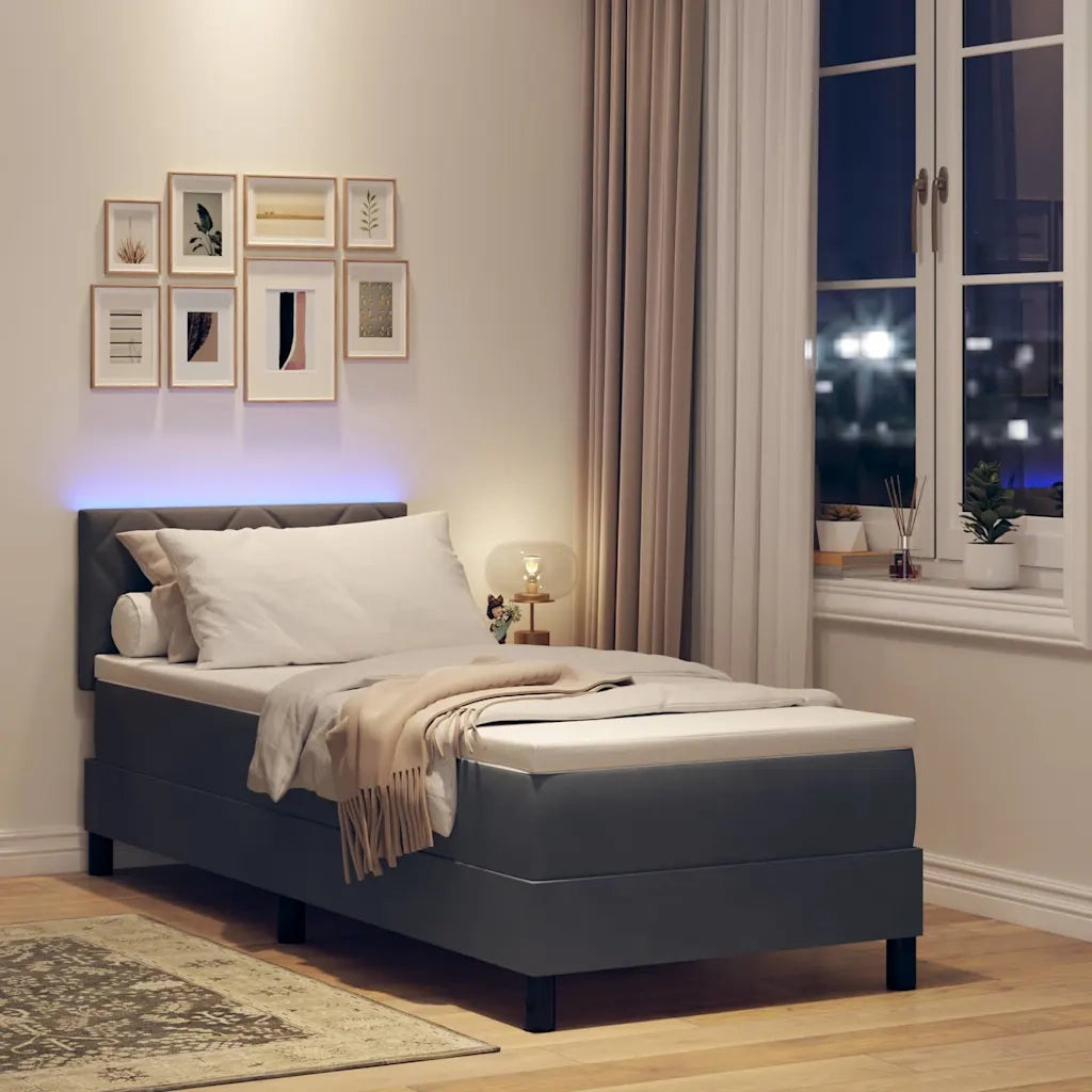 Letto a Sorgente LED con led Grigio scuro 80 x 200 cm Velluto