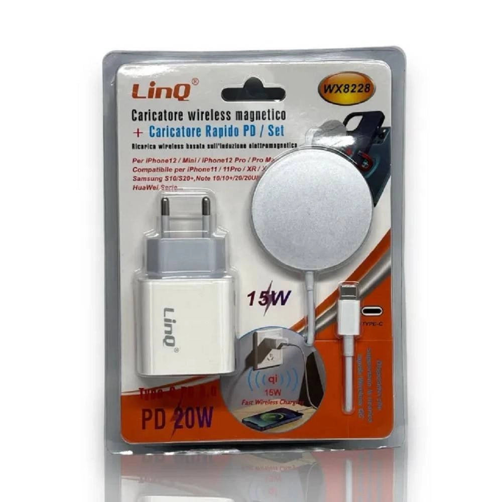 Trade Shop - Kit Caricabatterie Ad Induzione Wireless Magnetico 15w+caricatore Rete Tipo-c Wx8228 -