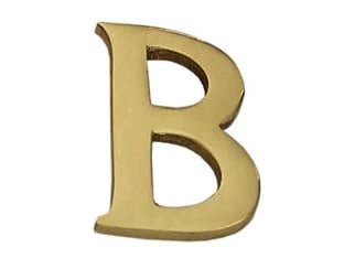 LETTERA ALFABETO B IN OTTONE LUCIDO - 5 pezzi
