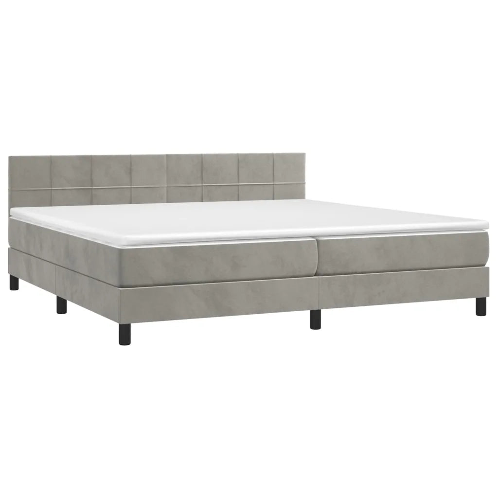 Letto a Molle con Materasso e LED Grigio Chiaro 200x200 cm Velluto