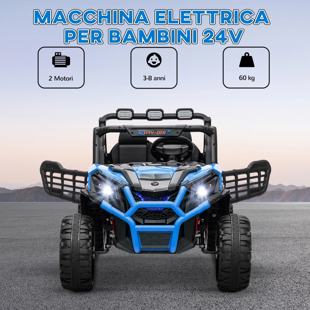 Macchina Elettrica per Bambini 24V 2 Posti ¨C Xylo ¨C Blu con Telecomando 3 Velocit¨¤ 3-8 Anni