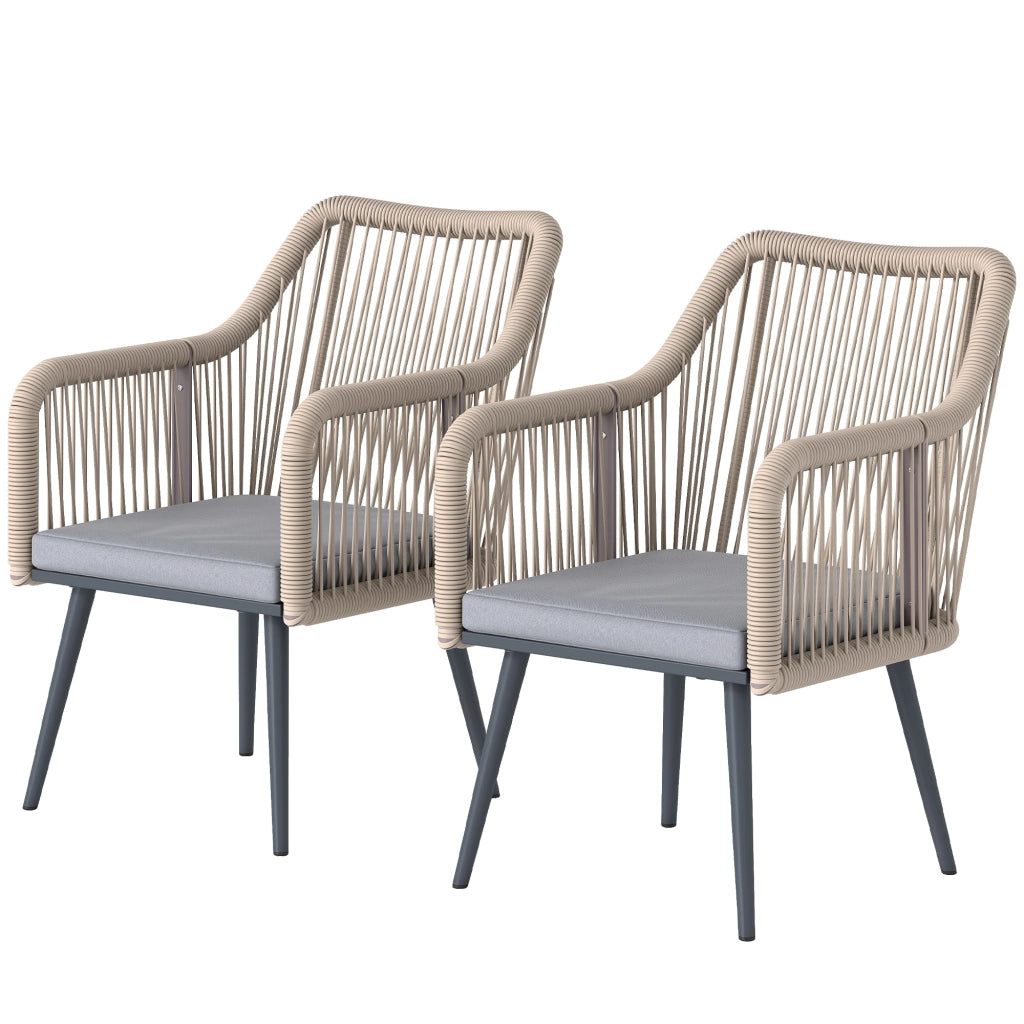 Sedia da giardino in rattan con cuscini e braccioli ¨C Minimal ¨C Grigio 54x65x80 cm
