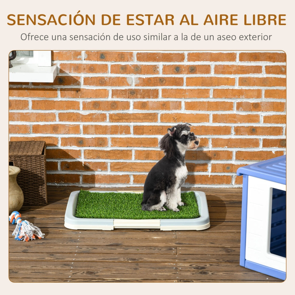 Arenero per Cani con Prato Artificiale Griglia e Vassoio ¨C Minimal ¨C 63x48,5x6 cm Multicolore