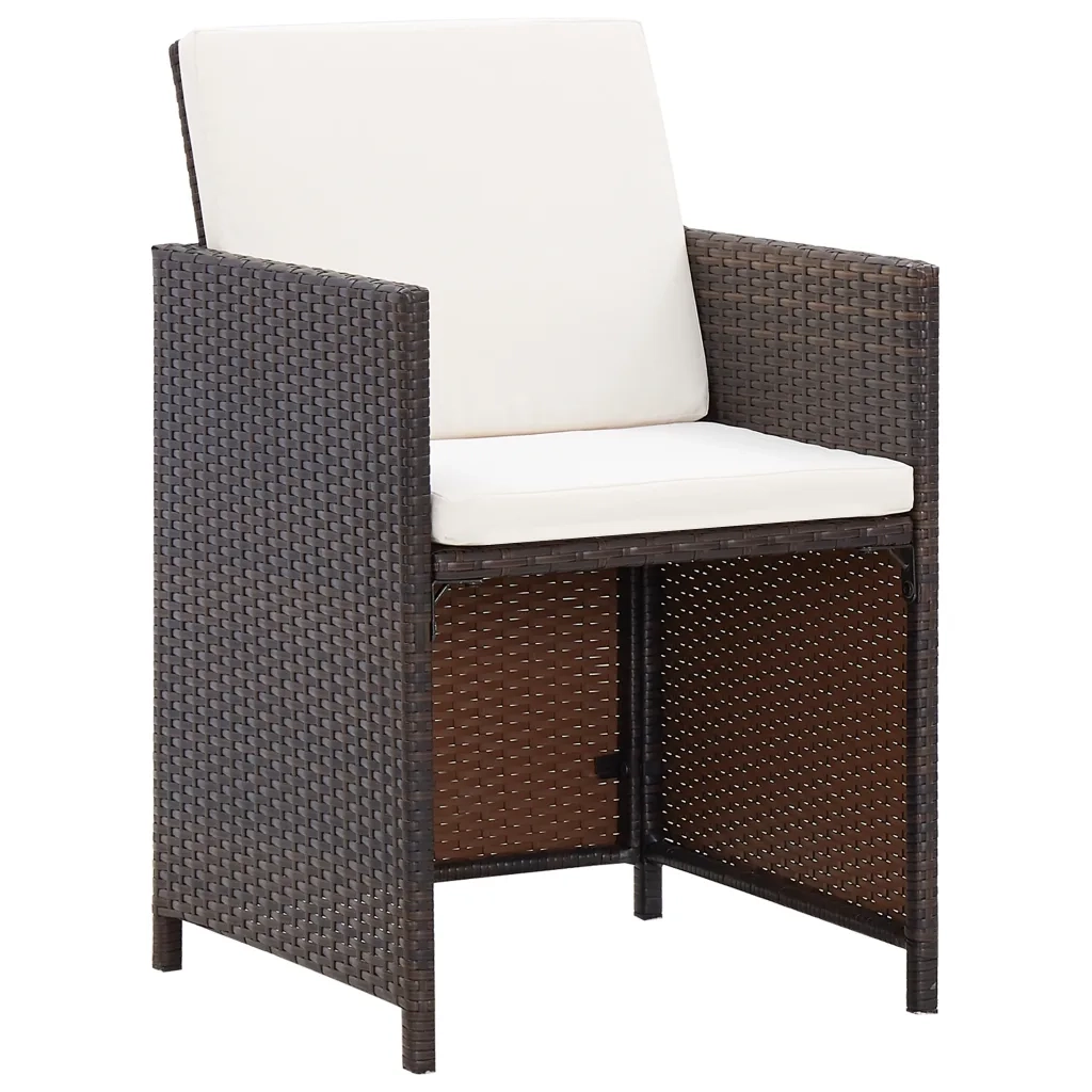 Set da Pranzo da Giardino 11 pz con Cuscini Polyrattan Marrone 42527