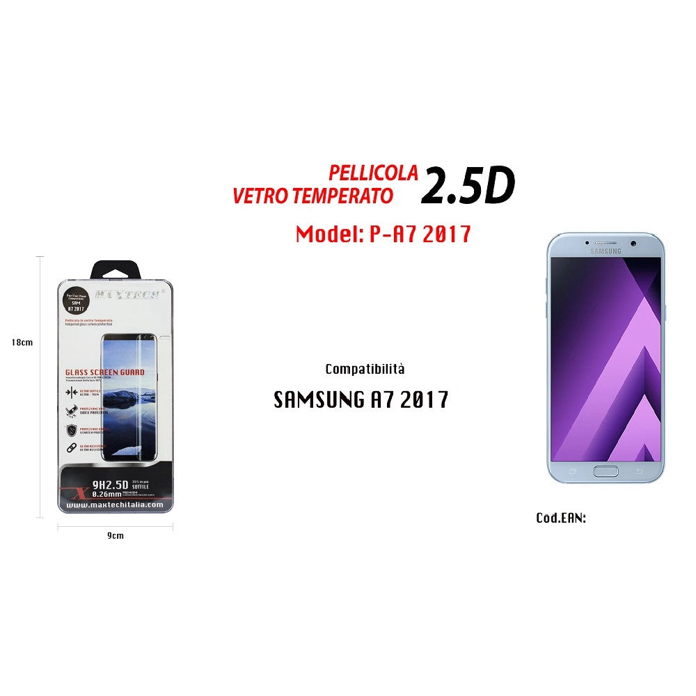Trade Shop - Pellicola Vetro Temperato Samsung Galaxy A7 2017 Protezione Schermo Maxtech P-a7 2017 -